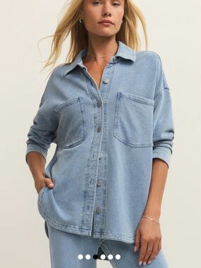NWT Z Supply Women's XS All Day Knit Denim Jacket washed Indigo Oversized